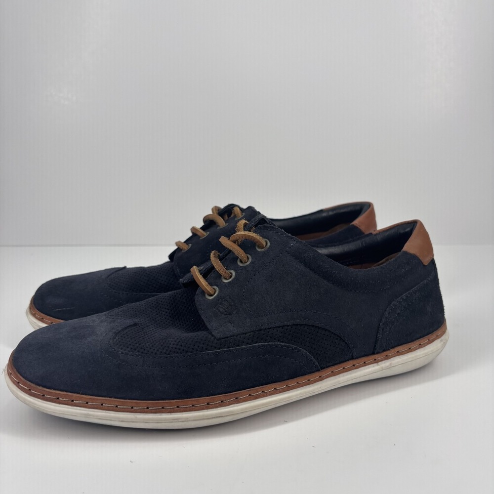 Massimo Dutti Men's Navy Blue Suede Derby Shoes US 8 / EU 41 Lace-Up Classic‎